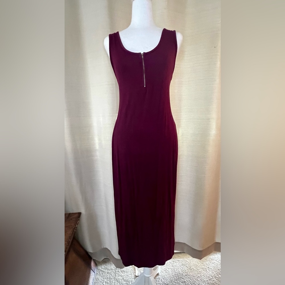 Zenobia burgundy zipper long dress 1XL